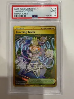 2025 Pokemon JAMMING TOWER 243/182 FULL ART HYPER RARE SV:EN DRI Mint PSA 9 - Image 1
