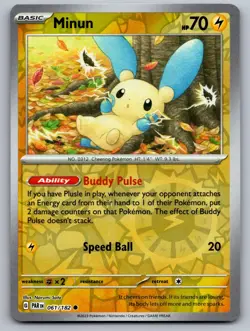 Minun 061/182 Common Paradox Rift Pokemon Reverse Holo Near Mint - Image 1