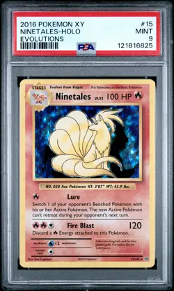 2016 POKEMON XY EVOLUTIONS #15 NINETALES-HOLO PSA 9 - Image 1