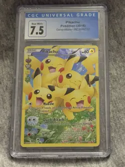 The Pokemon Company Pikachu Generations RC29/RC32 Holo CGC 7.5 2016 - Image 1