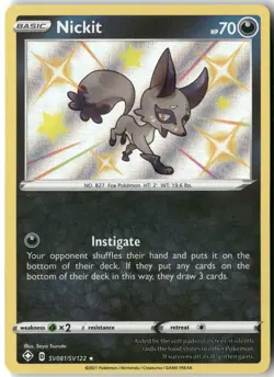 Nickit, Pokemon Shining Fates: Shiny Vault Shiny Holo Rare, SV081/SV122 NM - Image 1