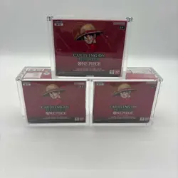 Lot (3) One Piece OP-13 Carrying On His Will Booster Box Sealed EN w/ Acrylic - Image 1