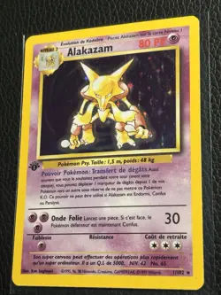 Pokemon TCG Alakazam Base Set 1/102 1st Edition (French) Holo Rare WOTC LP-NM - Image 3