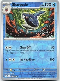 Sharpedo 043/162 Uncommon Temporal Forces Pokemon Reverse Holo Near Mint - Image 1