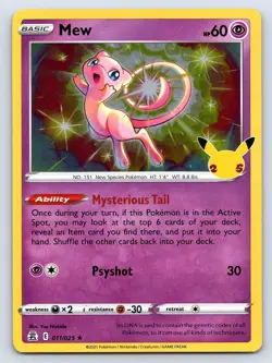MEW 011/025 HOLO RARE CELEBRATIONS POKEMON HOLO MP - Image 1