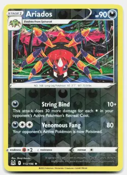 Ariados 113/196 Rare Lost Origin Pokemon Reverse Holo Near Mint - Image 1