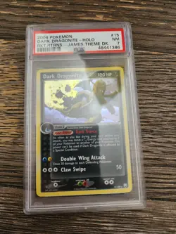 🔥 2004 POKEMON EX TEAM ROCKET RETURNS #15 DARK DRAGONITE COSMO HOLO PSA 8 - Image 1