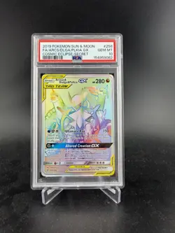 2019 Pokemon SM Cosmic Eclipse Arceus Dialga Palkia Tag Team #258/236 PSA 10 - Image 1