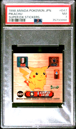 RARE PSA 7 Near MINT 1998 Amada Pokemon Japanese Super DX Stickers D47 Pikachu - Image 1