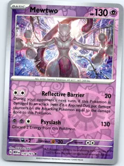 Mewtwo 150/165 Rare 151 Pokemon Reverse Holo Near Mint - Image 1