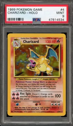 Pokemon Charizard Base Set Unlimited Holo Rare #4 PSA 9 Mint - Image 1