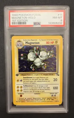 1999 Pokemon Fossil Holo Rare Magneton First Edition 11/62 PSA 8 - Image 1
