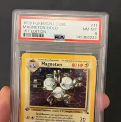 1999 Pokemon Fossil Holo Rare Magneton First Edition 11/62 PSA 8 - Image 3