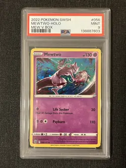Pokemon Mewtwo 056/172 Cosmos HOLO - HD SWIRL - Mew V Box Exclusive Promo PSA 9 - Image 1