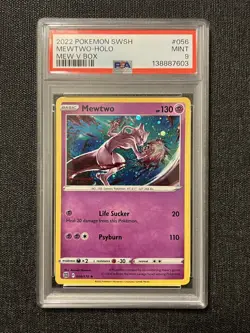 Pokemon Mewtwo 056/172 Cosmos HOLO - HD SWIRL - Mew V Box Exclusive Promo PSA 9 - Image 2