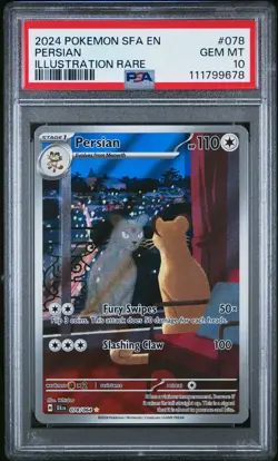 2024 POKEMON SFA EN-SHROUDED FABLE ILLUSTRATION RARE #078 PERSIAN PSA 10 - Image 1