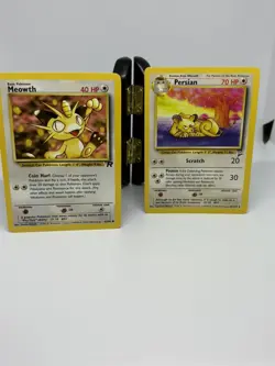 Pokemon TCG Meowth 62/82 Team Rocket AND Persian 56/130 Base Set 2 LP - Image 1