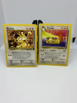 Pokemon TCG Meowth 62/82 Team Rocket AND Persian 56/130 Base Set 2 LP - Image 4