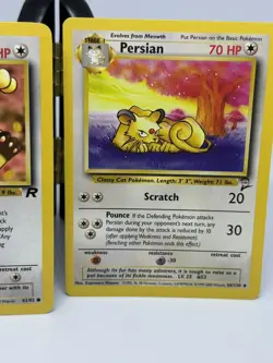 Pokemon TCG Meowth 62/82 Team Rocket AND Persian 56/130 Base Set 2 LP - Image 5