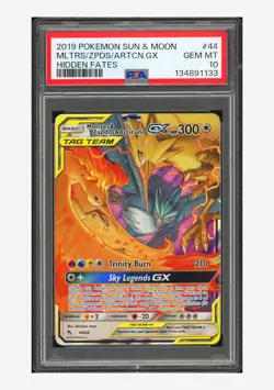 Pokemon PSA 10 Moltres & Zapdos & Articuno GX 2019 44/68 Hidden Fates English - Image 1