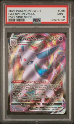 Fa/Espeon Vmax 065 Evolving Skies Pokemon Sword & Shield Evolving Skies PSA 9 - Image 1
