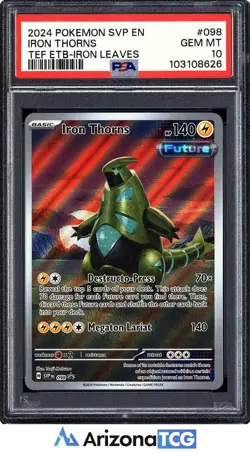 Pokemon 2024 Iron Thorns 098 Iron Leaves ETB Promo Temporal Forces GEM MT PSA 10 - Image 1