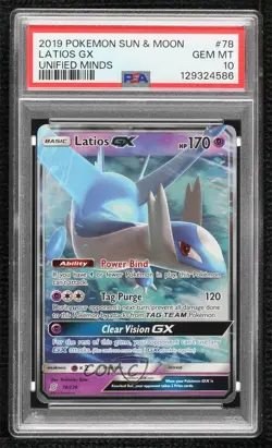 Latios GX Pokemon Sun & Moon Unified Minds PSA 10 GEM MT - Image 1