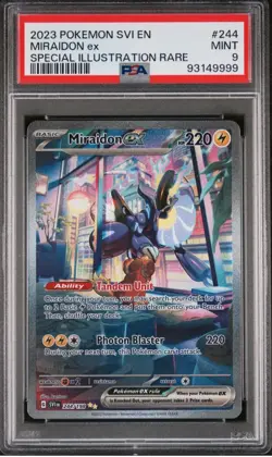 2023 POKEMON SVI EN-SCARLET & VIOLET SPECIAL ILLUSTRATION RARE MIRAIDON EX PSA 9 - Image 1