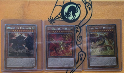 Egyptian God Cards Set Obelisk Slifer Winged Ra NM YuGiOh RA03 Platinum Secret - Image 1