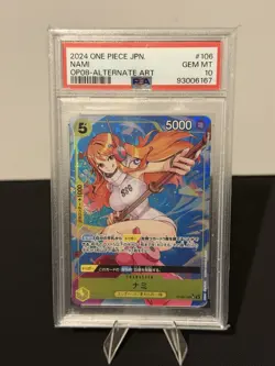 One Piece PSA 10 Nami SR Alternate Art 2024 OP08-106 OP08 Japanese - Image 1