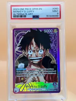 One Piece OP05-060 Monkey.D.Luffy Alternate Art PSA 9 - Image 1