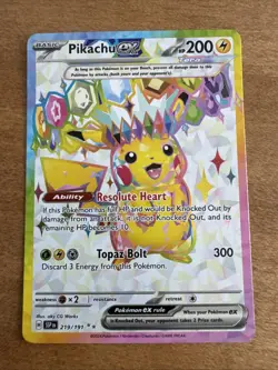 Pokemon TCG Surging Sparks Pikachu EX #219/191 Ultra Rare Full Art Card NM - Image 1