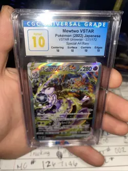 CGC 10 Perfect Pokemon Card Mewtwo Vstar SAR 221/172 Vstar universe Japanese - Image 1