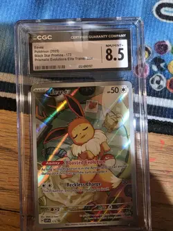 CGC 8.5 Eevee 173 Pokemon Prismatic Evolutions ETB 2025 Black Star Promos - Image 1