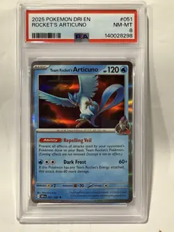 2025 Pokemon DRI EN Team Rocket’s Articuno PSA 8 Destined Rivals Holo - Image 1