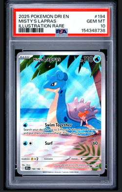 2025 Pokemon Destined Rivals Misty's Lapras Illustration Rare #194 PSA 10 GEM MT - Image 1