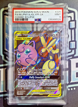 PSA 9 MEGA LOPUNNY & JIGGLYPUFF GX #225 - 2019 FULL ART - Graded Pokemon - Image 1