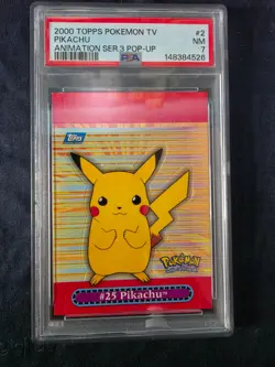 2000 Topps Pokemon TV #2 Pikachu Pop-Up Animation Series 3 PSA 7 - Image 1