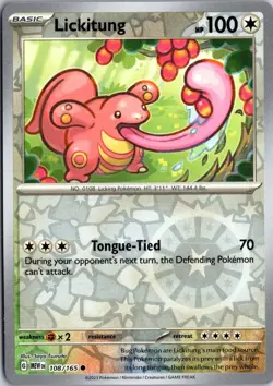 Lickitung 108/165 Common 151 Pokemon Reverse Holo Near Mint - Image 1