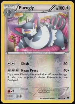 Purugly 94/122 LP BREAKpoint Uncommon Reverse Holo Pokemon - Image 1