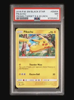 Pokemon TCG 2016 Pikachu SM04 Sun & Moon Black Star Promo Target PSA 7 - Image 1