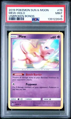 Mew #76 PSA 9 Mint Holo Unbroken Bonds Pokemon Card 🔥🔥 - Image 1