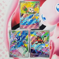 Rowlett 043 + Litten 044 + Popplio 045 - First Partner Pokemon Cards #L725 - Image 1