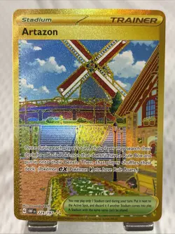 Pokemon Artazon 229/197 SV03 Gold Full Art Holo Stadium English Card - Image 1