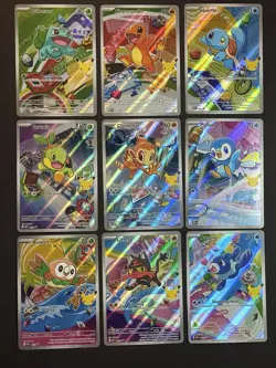 Complete First Partner Illustration Series 1 Collection - Full Set Of 9 Pokemon - Image 1
