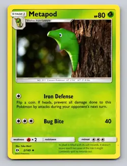 METAPOD 2/149 UC SM BASE SET POKEMON NM - Image 1