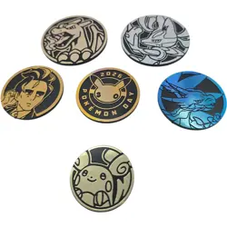 Pokemon TCG Metal Flip Coin Pikachu Charizard Lucario Trainer Token Lot of 6 - Image 1