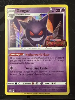 2022 Pokemon TCG Gengar SWSH241 Lost Origin Stamped Prerelease Black Star NM - Image 1
