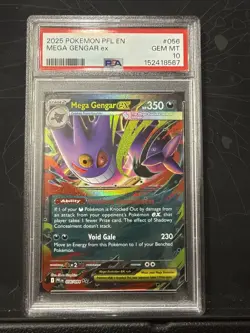 2025 POKEMON PFL EN-PHANTASMAL FLAMES #056 MEGA GENGAR EX PSA 10 - Image 1