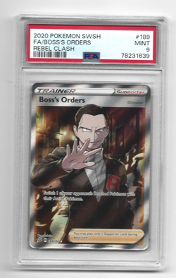 2020 Pokemon Sword & Shield Rebel Clash Full Art Boss's Orders #189 PSA 9 Mint - Image 1